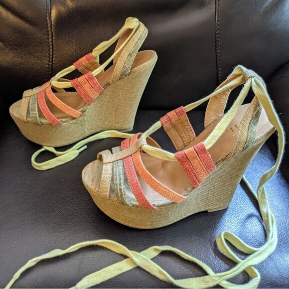 Shi Journeys Missile Multi Strappy Boho Tall Wedge - Picture 1 of 15